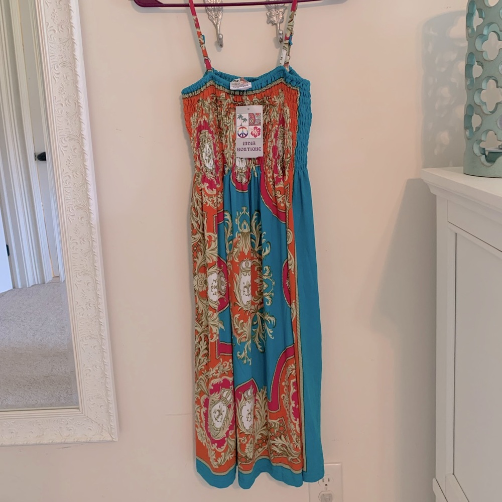 Bright patterned midi dress